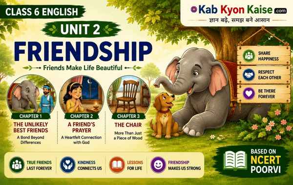 NCERT Class 6 English Unit 2 Friendship – The Unlikely Best Friends, A Friend's Prayer, The Chair